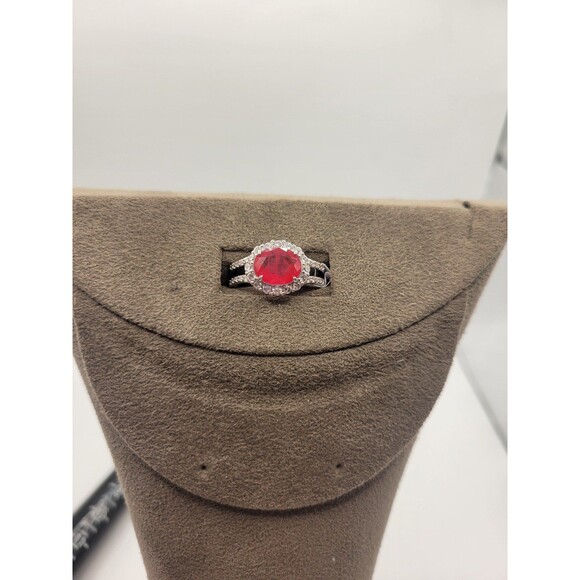 Bomb Party Pink Stone Rhodium Plating Ring